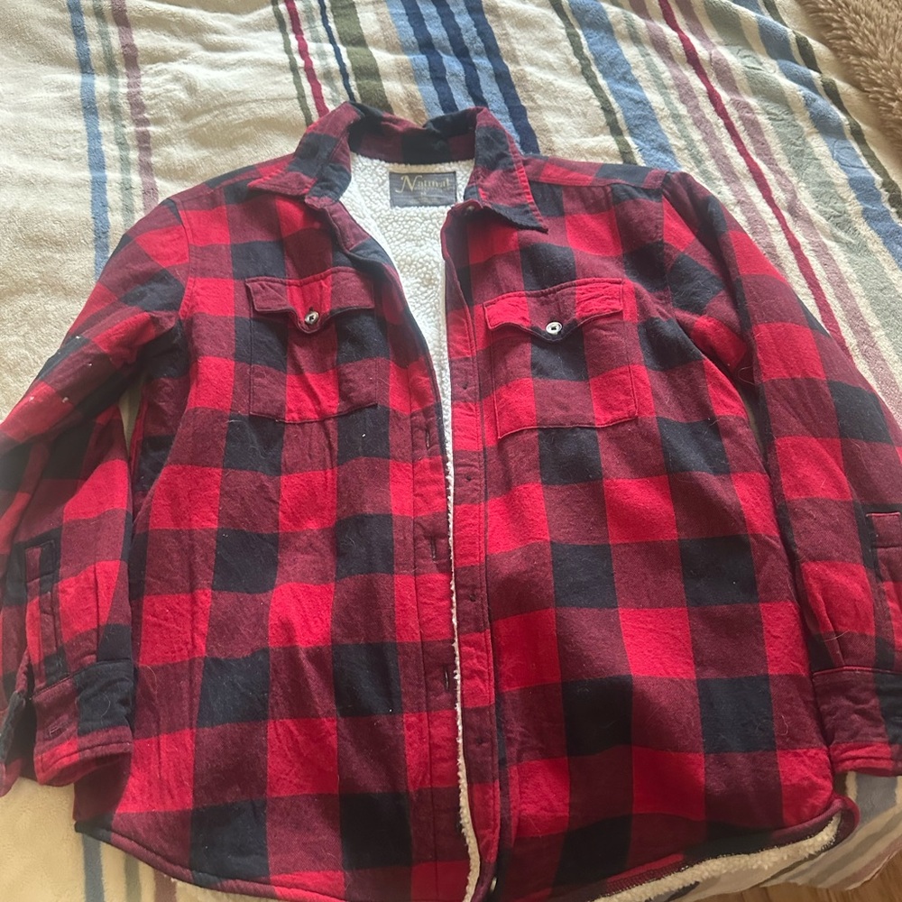 Natural Reflections Burgundy and Black Plaid Jacket